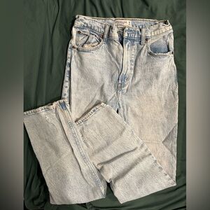 Abercrombie and Fitch High rise straight leg light blue wash jeans